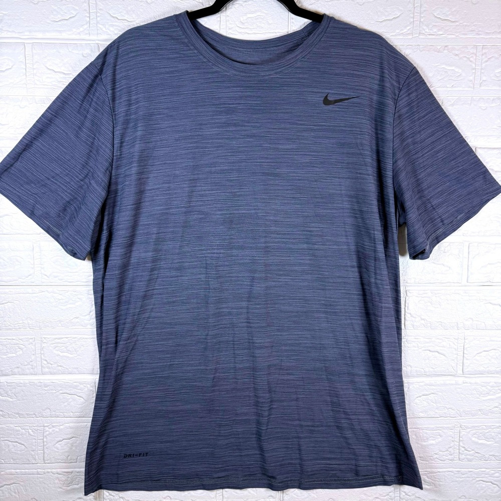 Nike Dri-FIT Training Shirt Mens XL Blue Heathered Short Sleeve Athletic Tee